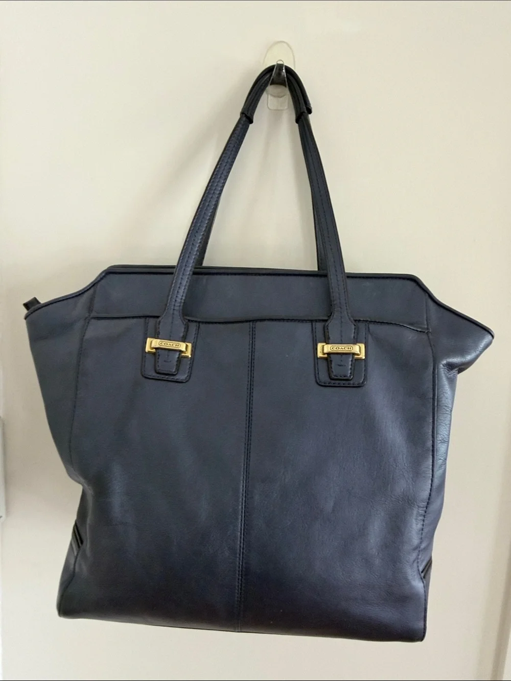 Coach Blue Leather Taylor North/South Tote Bag with Gold Tone Hardware